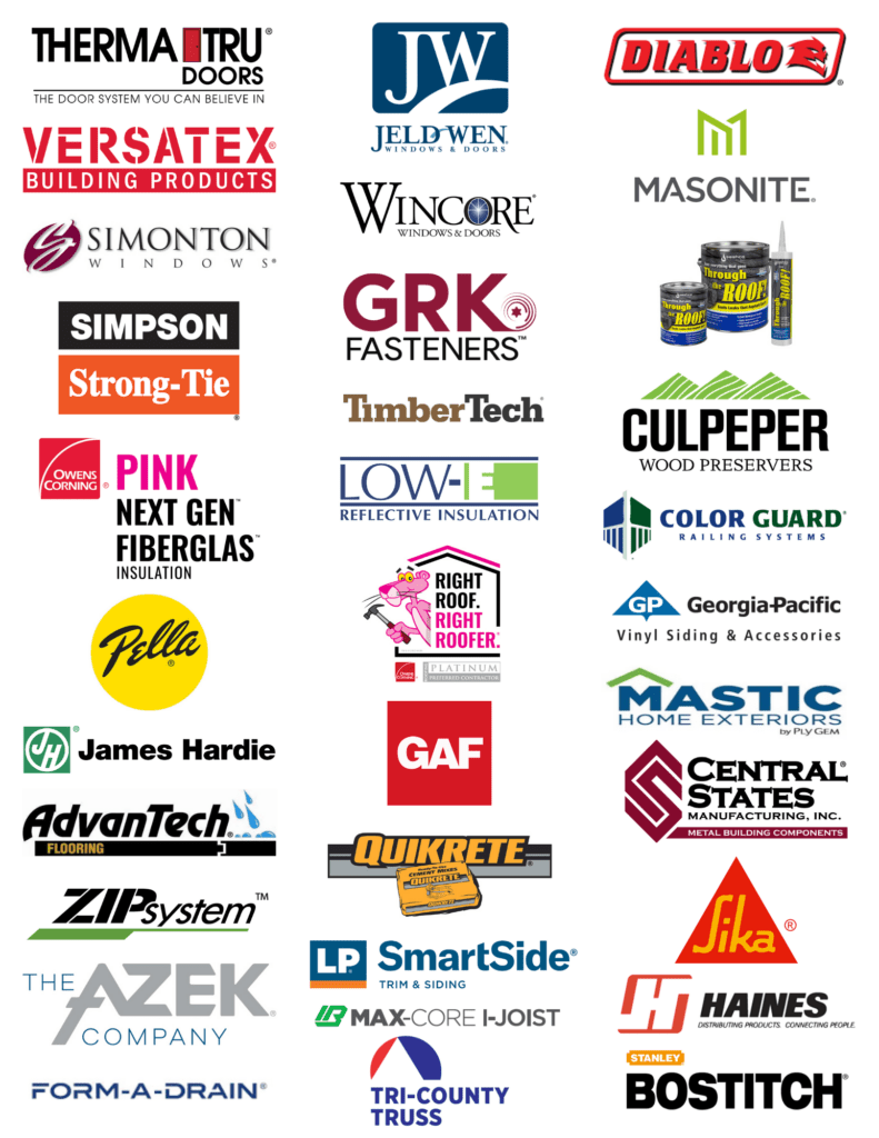Logos of business partners displayed with TriCounty Lumber, highlighting local collaborations that promote shop local values and support quality building materials.